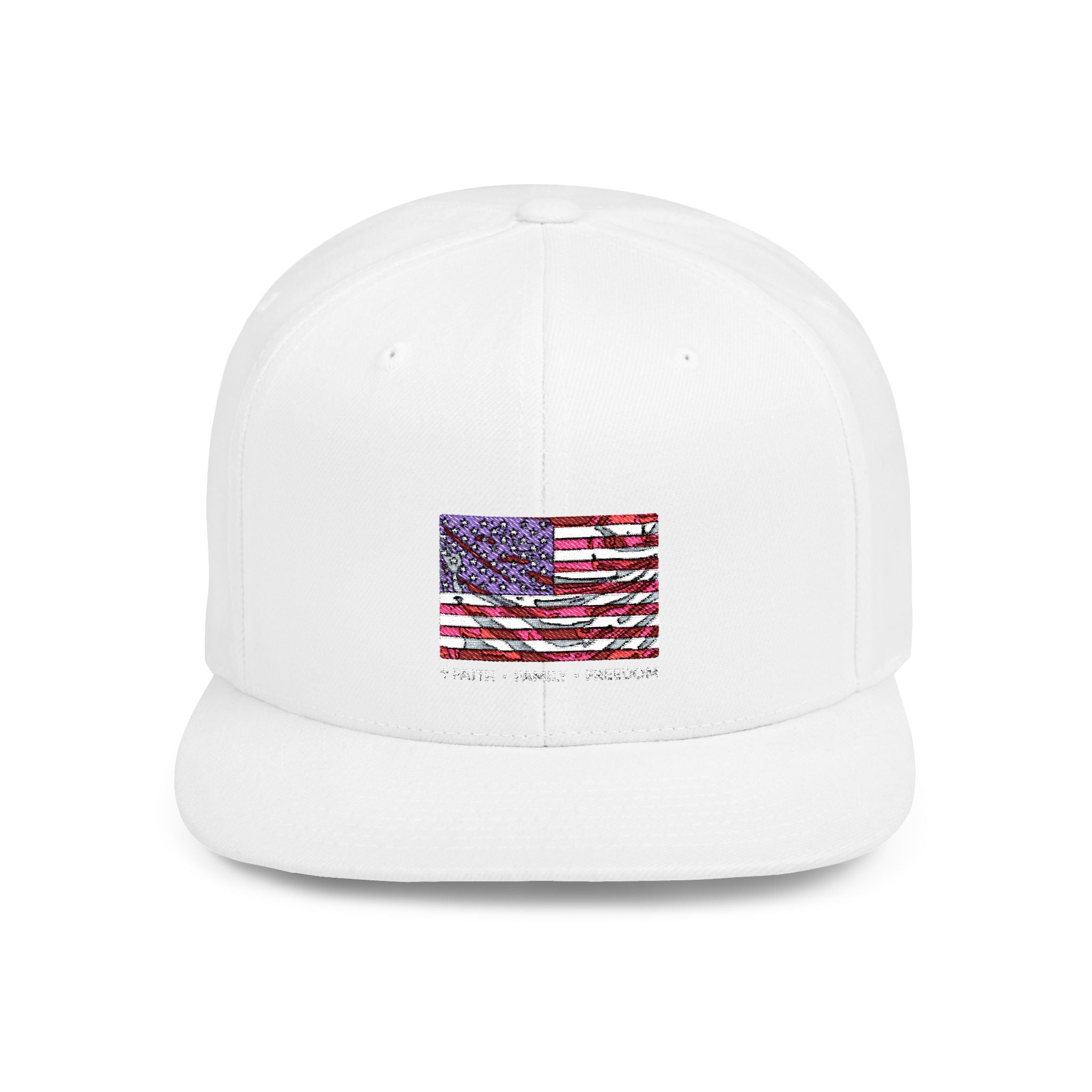 Faith*Family*Freedom Patriotic Flat Bill Snapback Hat with Glitter American Flag, USA Pride, Men's & Women's Accessories, Fourth of July, Summer Fashion
