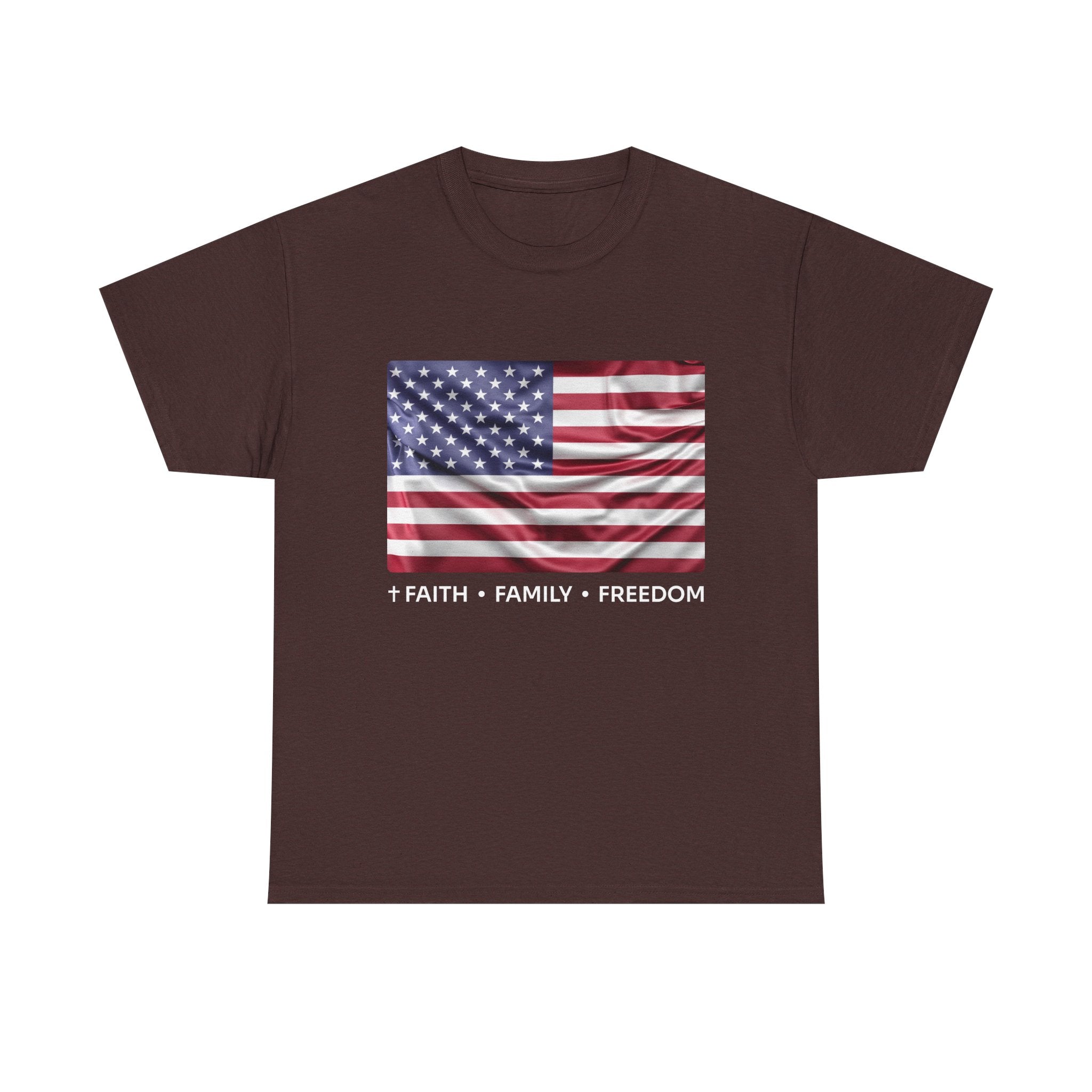Faith*Family*Freedom Patriotic Unisex Tee - American Flag Graphic T-Shirt, Casual Wear, July 4th, Memorial Day, Gift for Him/Her, Comfort Fit