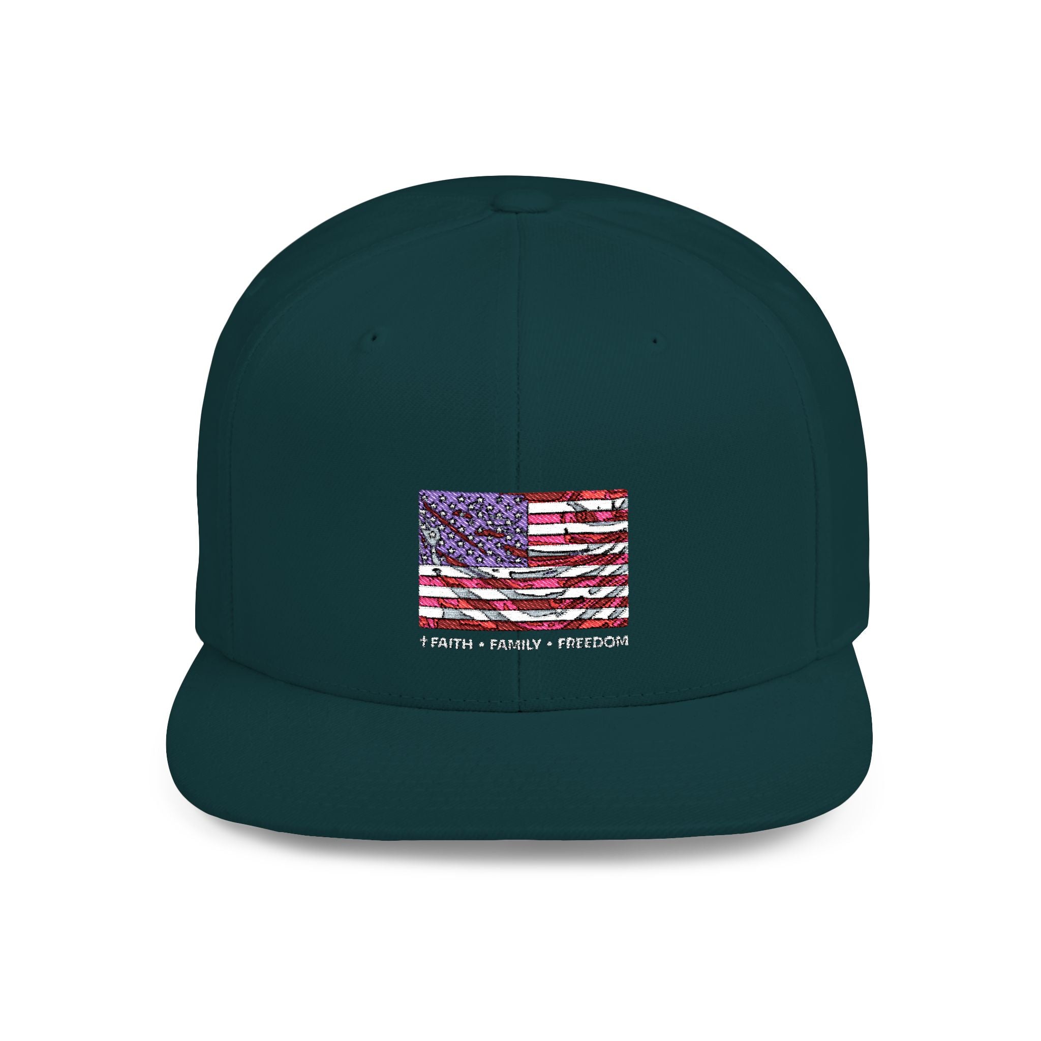 Faith*Family*Freedom Patriotic Flat Bill Snapback Hat with Glitter American Flag, USA Pride, Men's & Women's Accessories, Fourth of July, Summer Fashion