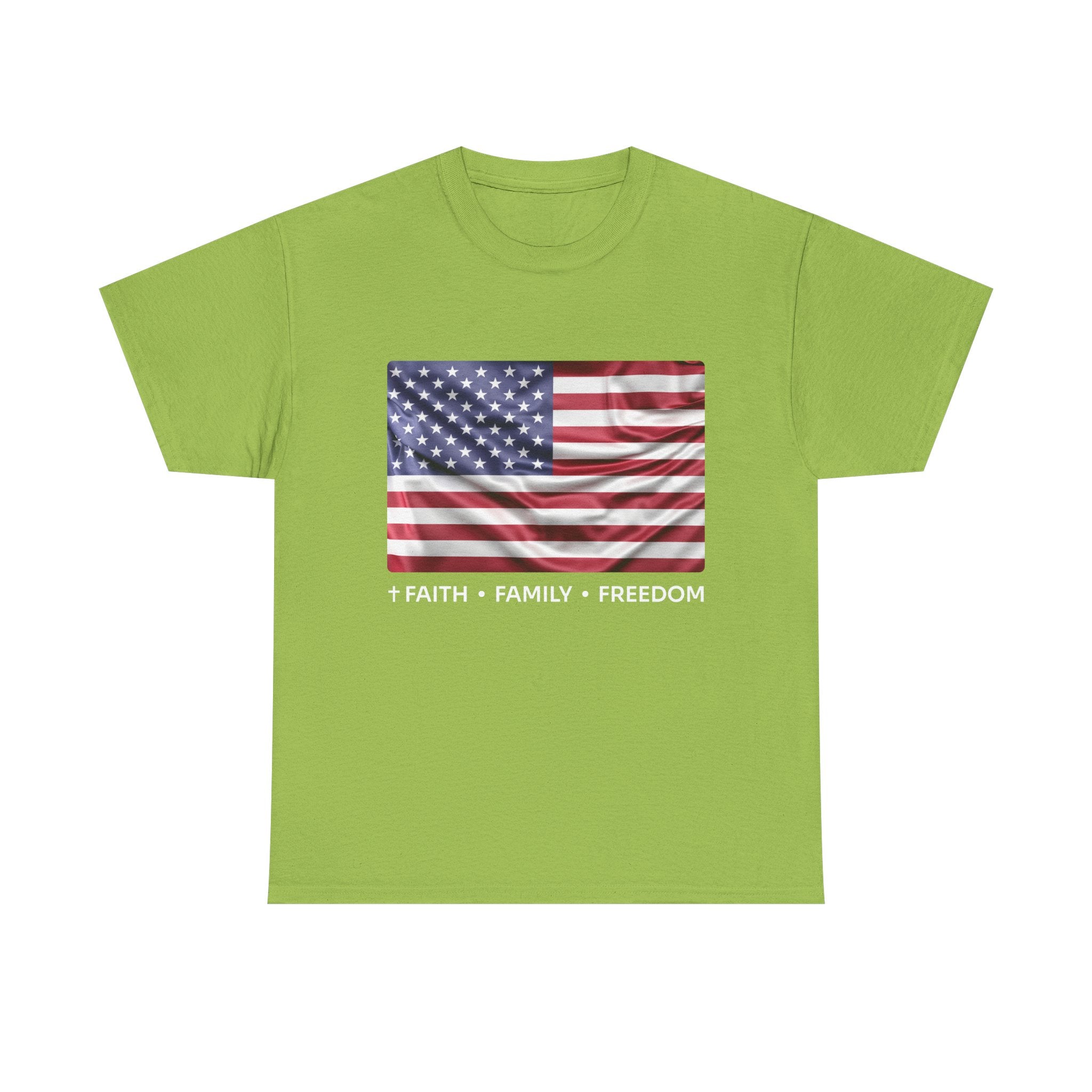 Faith*Family*Freedom Patriotic Unisex Tee - American Flag Graphic T-Shirt, Casual Wear, July 4th, Memorial Day, Gift for Him/Her, Comfort Fit
