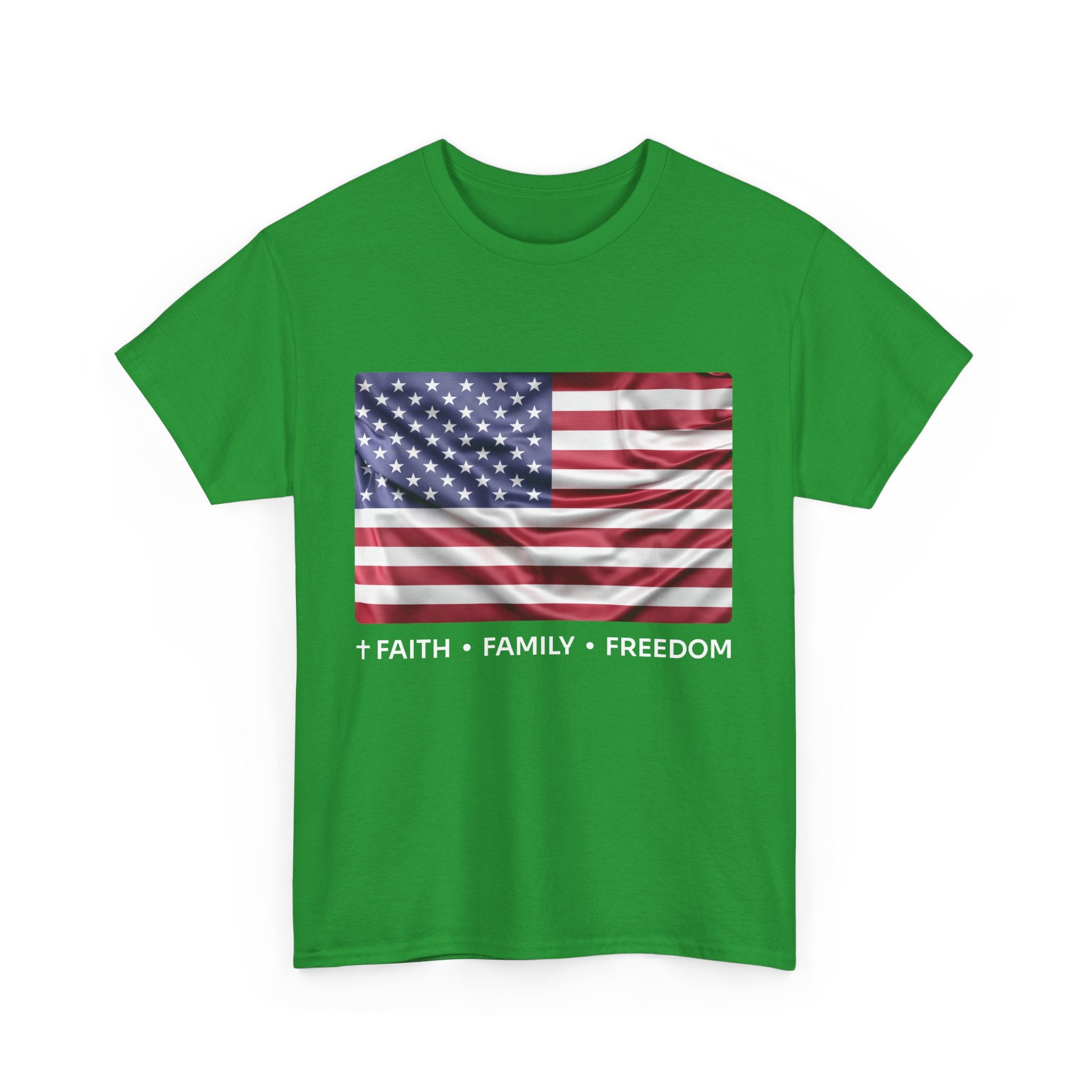 Faith*Family*Freedom Patriotic Unisex Tee - American Flag Graphic T-Shirt, Casual Wear, July 4th, Memorial Day, Gift for Him/Her, Comfort Fit