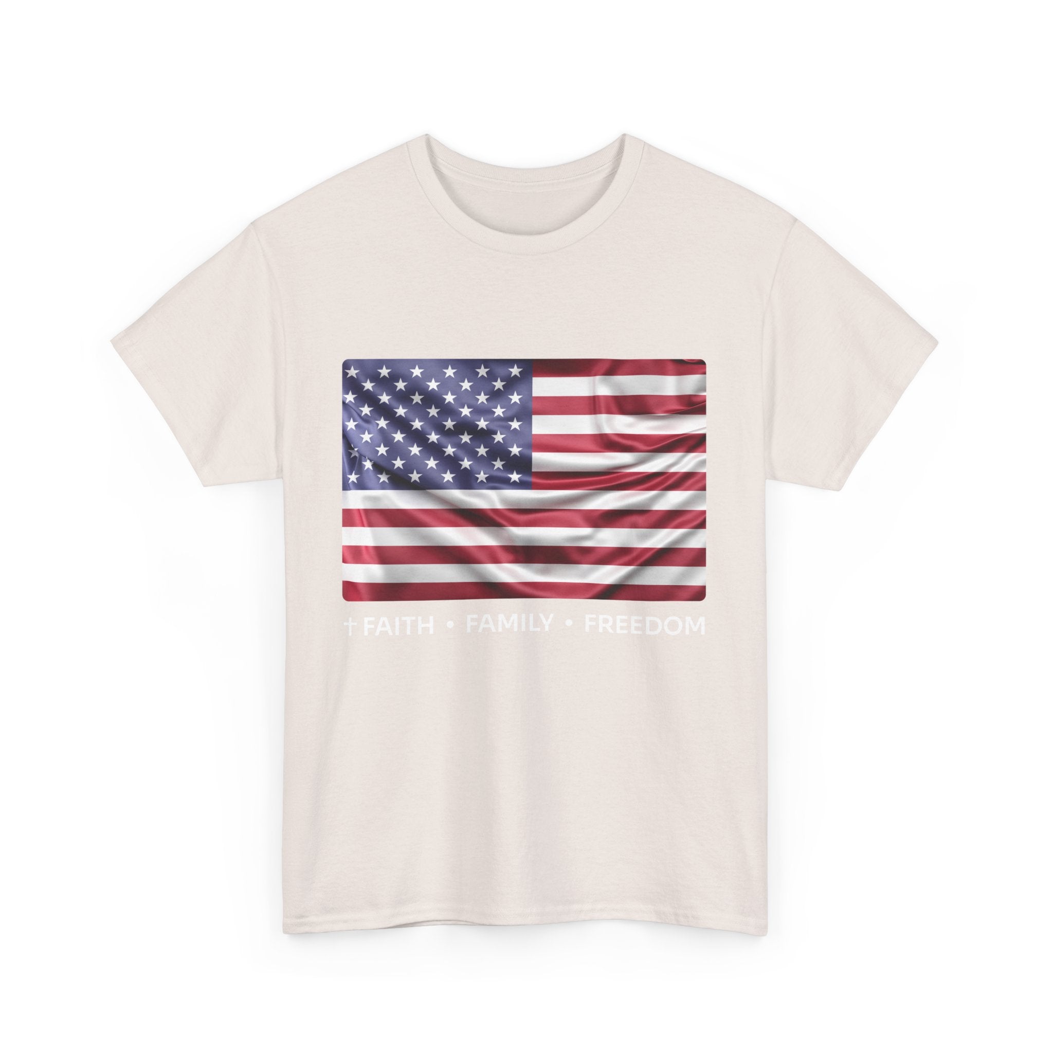 Faith*Family*Freedom Patriotic Unisex Tee - American Flag Graphic T-Shirt, Casual Wear, July 4th, Memorial Day, Gift for Him/Her, Comfort Fit