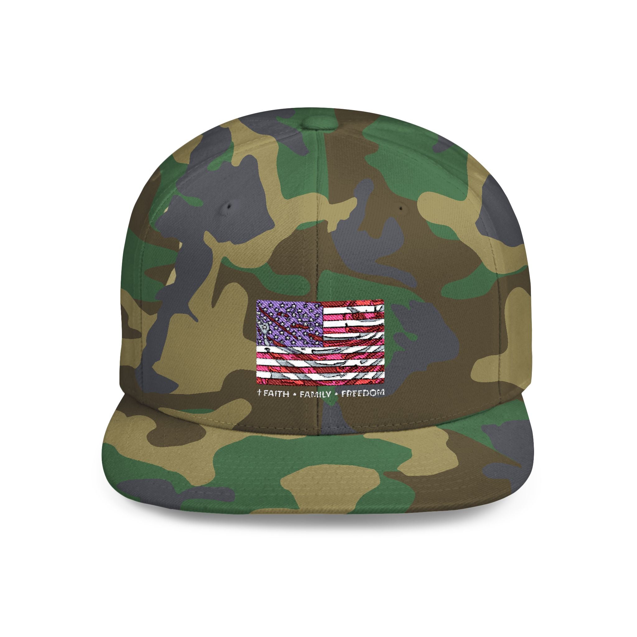 Faith*Family*Freedom Patriotic Flat Bill Snapback Hat with Glitter American Flag, USA Pride, Men's & Women's Accessories, Fourth of July, Summer Fashion