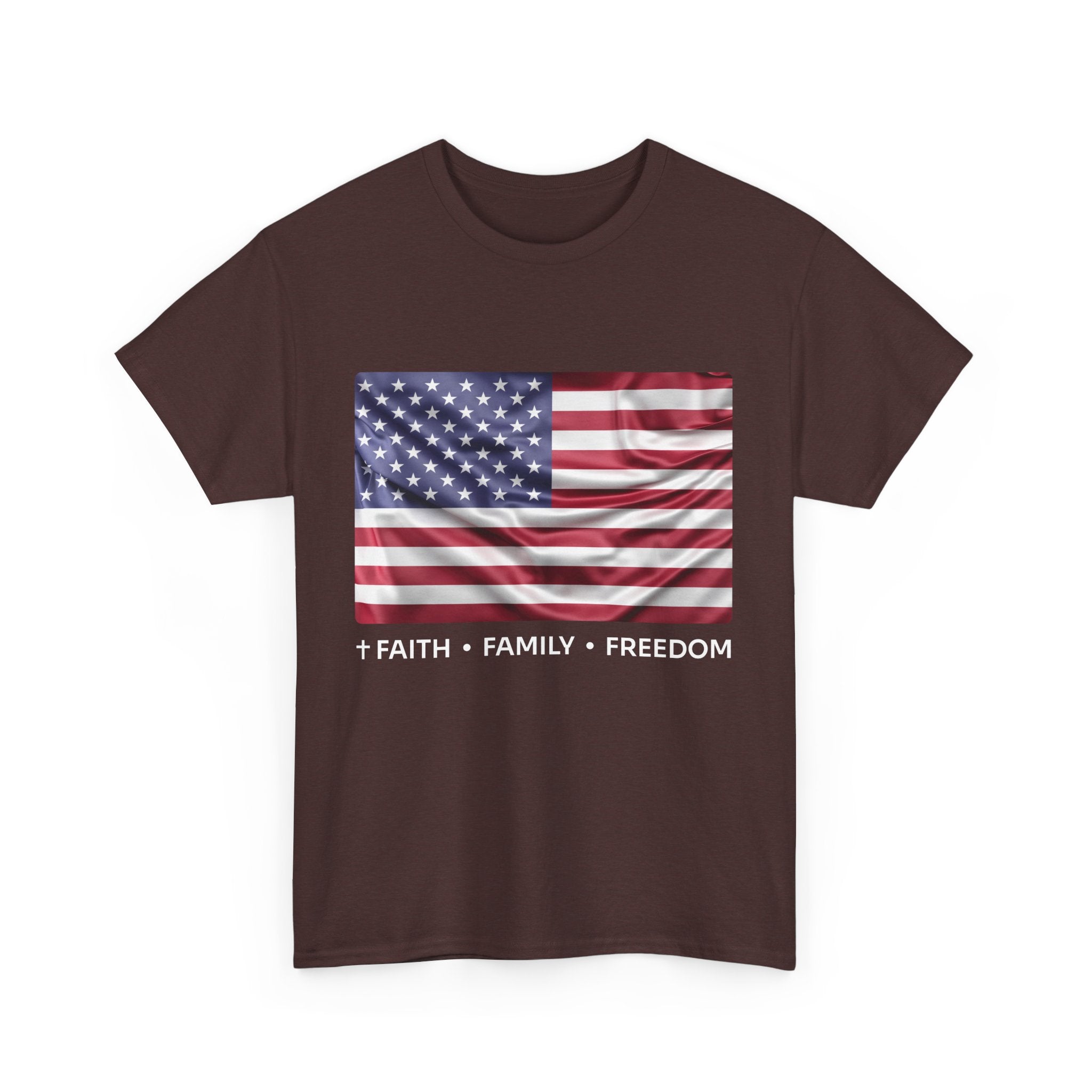 Faith*Family*Freedom Patriotic Unisex Tee - American Flag Graphic T-Shirt, Casual Wear, July 4th, Memorial Day, Gift for Him/Her, Comfort Fit