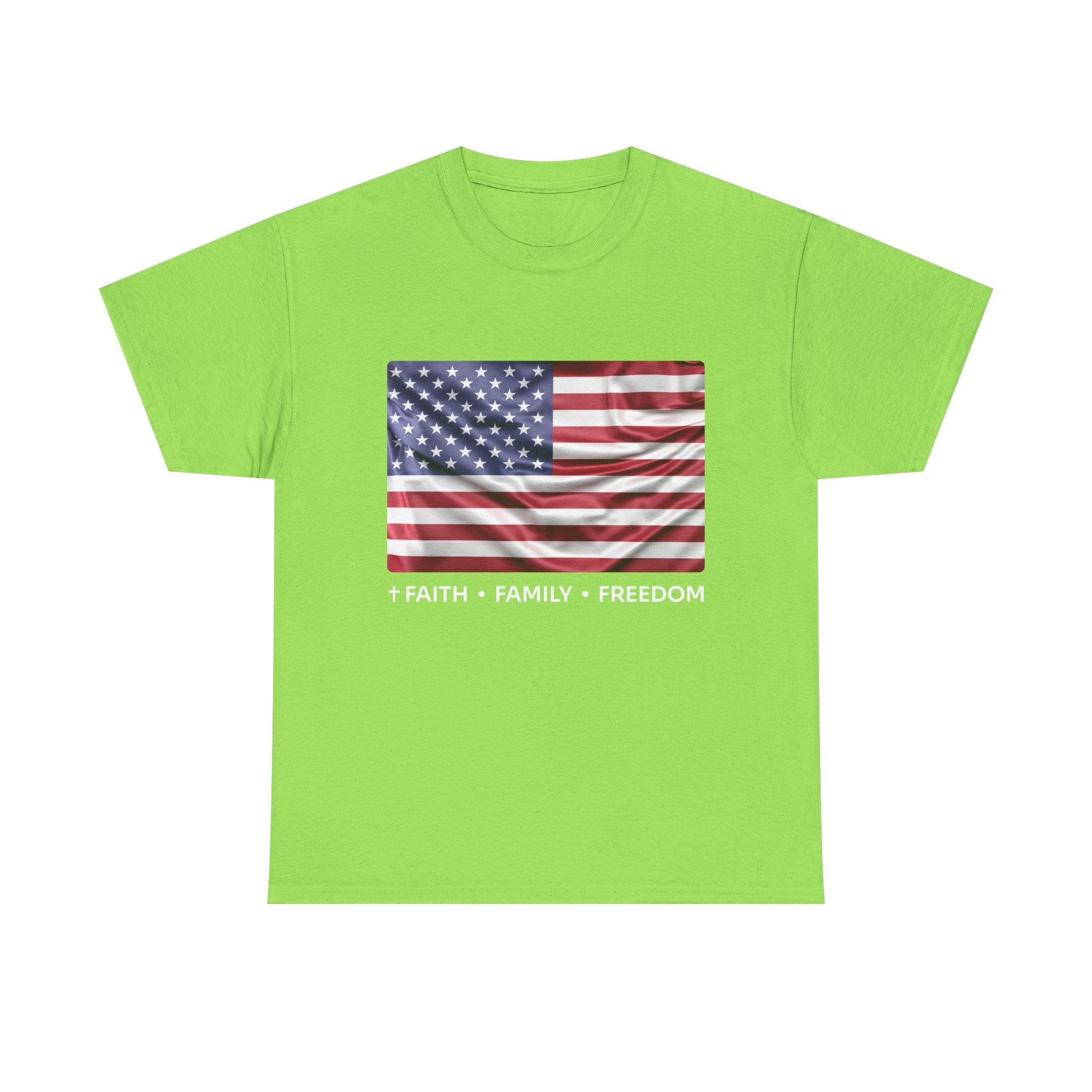 Faith*Family*Freedom Patriotic Unisex Tee - American Flag Graphic T-Shirt, Casual Wear, July 4th, Memorial Day, Gift for Him/Her, Comfort Fit