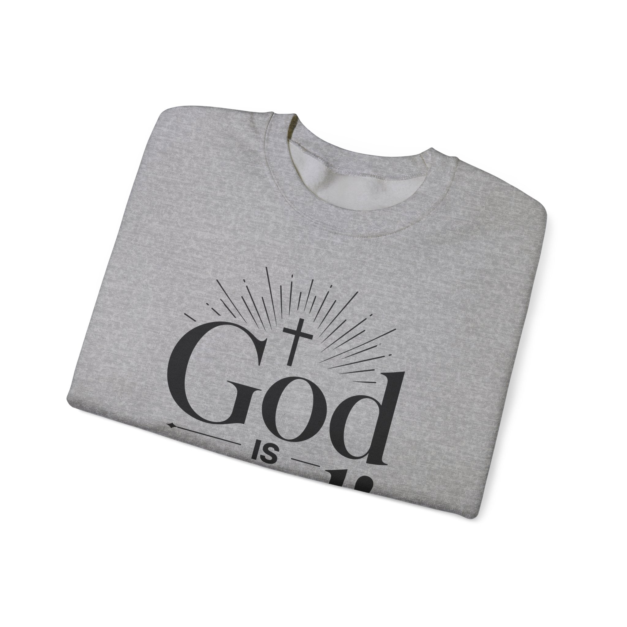 God Is Real! Where do I start?  Crewneck Sweatshirt — Christian Faith Inspirational Pullover