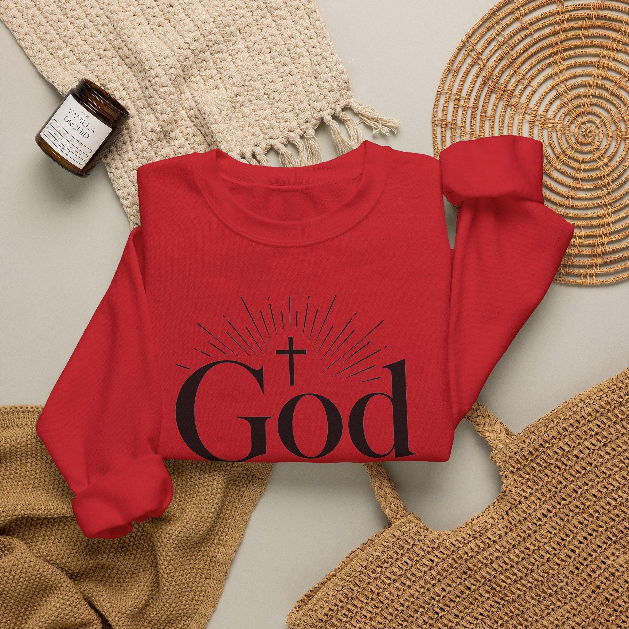 God Is Real! Where do I start?  Crewneck Sweatshirt — Christian Faith Inspirational Pullover
