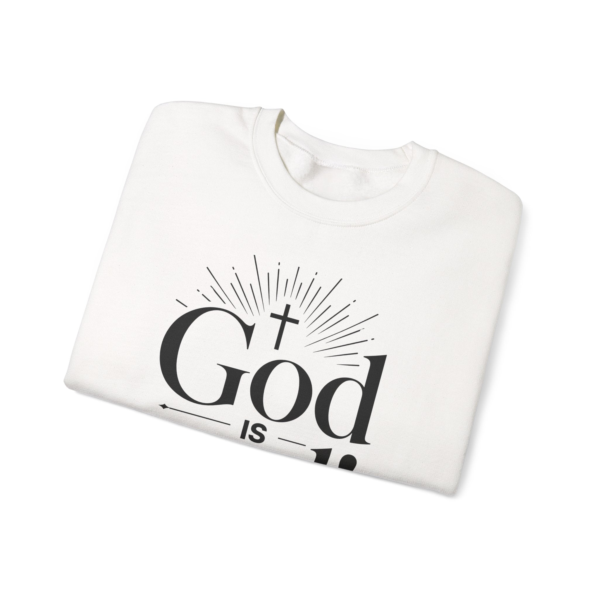 God Is Real! Where do I start?  Crewneck Sweatshirt — Christian Faith Inspirational Pullover