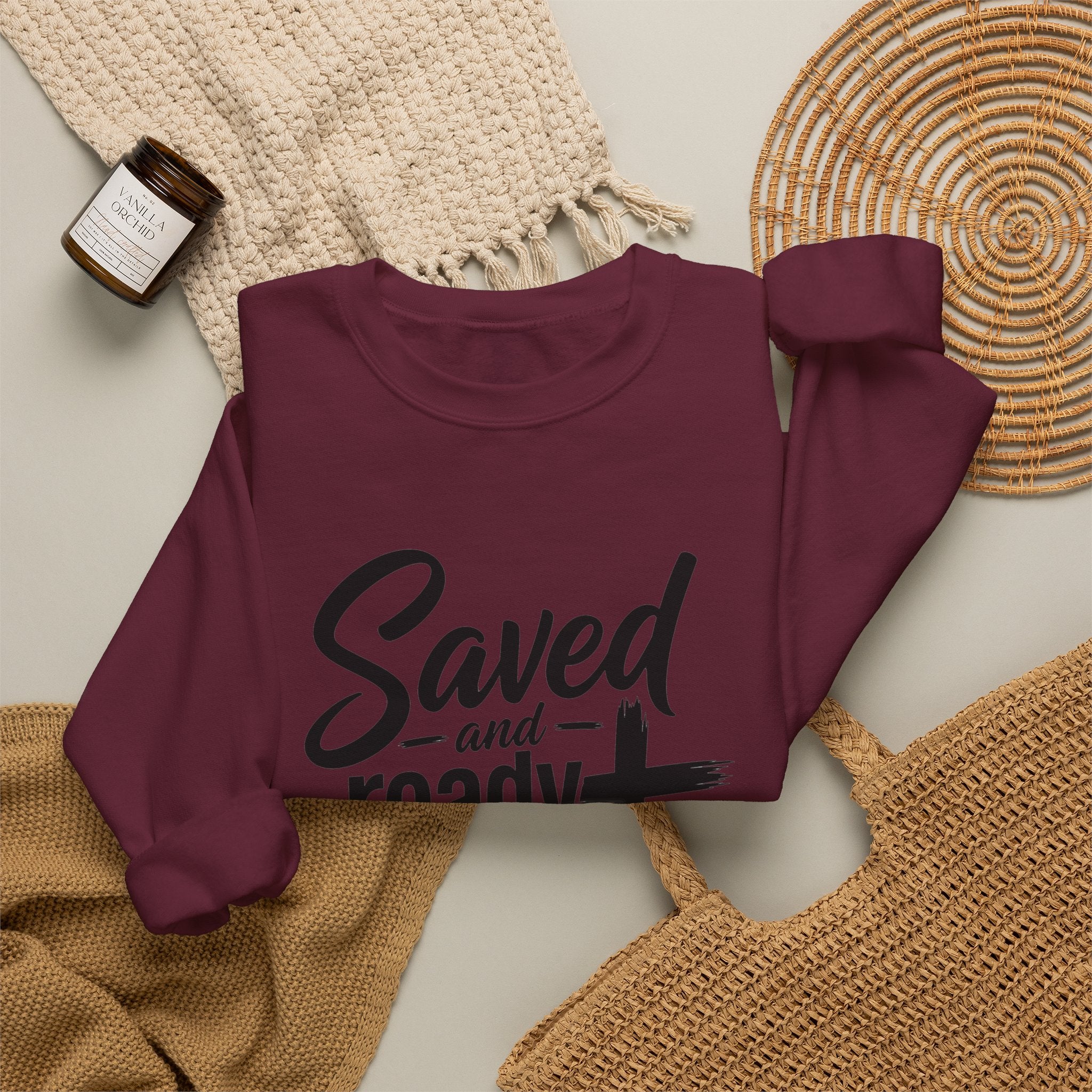 Saved and Ready 4 Jesus    Crewneck Sweatshirt — Christian Faith Graphic Sweatshirt