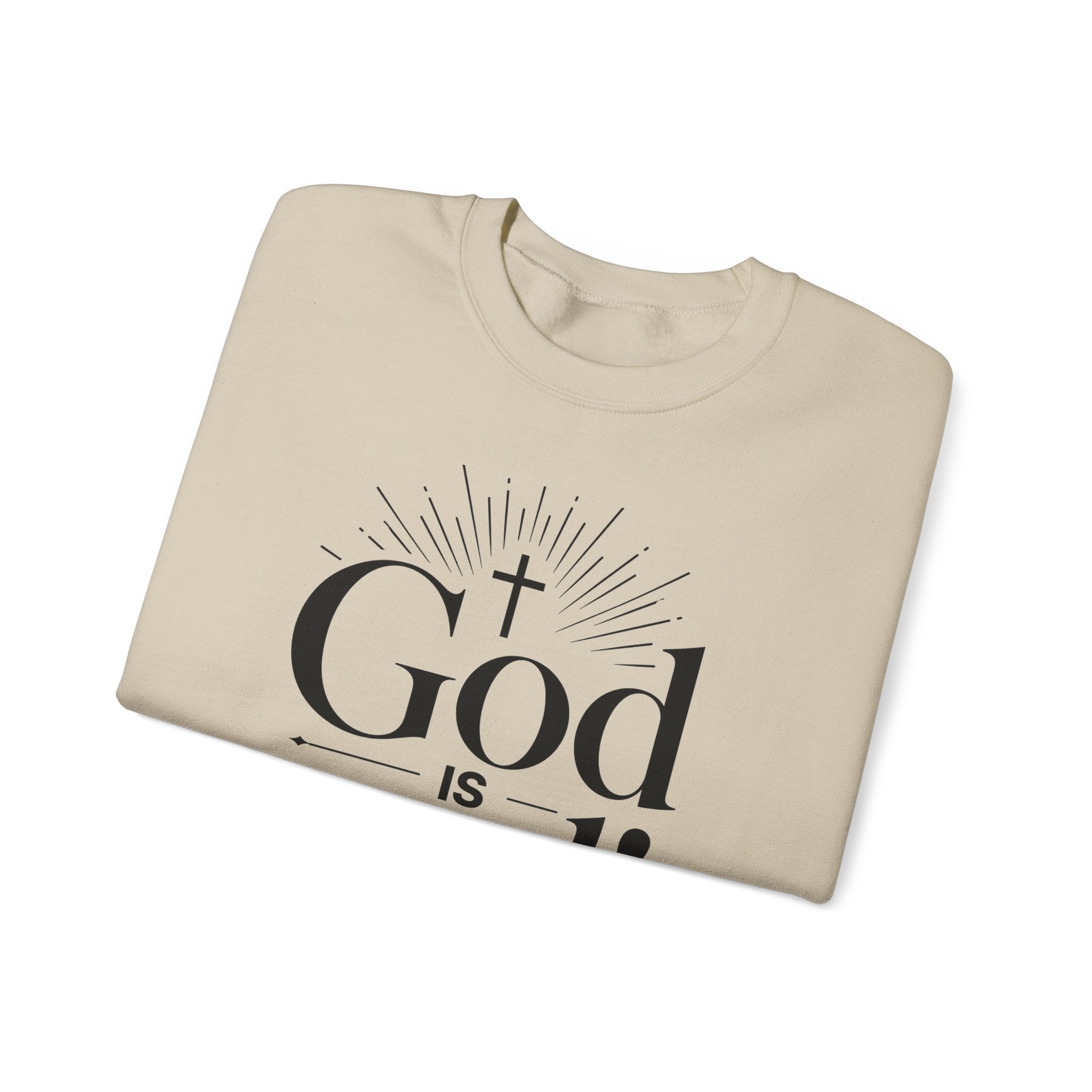 God Is Real! Where do I start?  Crewneck Sweatshirt — Christian Faith Inspirational Pullover