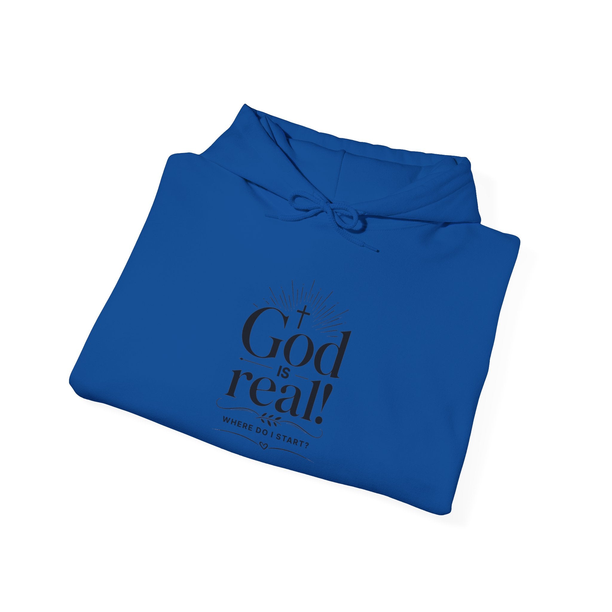 Christian 'God is Real! Where do I start? ' Minimalist Hoodie — Faith-Based Inspirational Sweatshirt